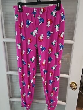 ❤️ Simple Pleasures Ladies Pink Cat Print Pajama Pants. Sz Large